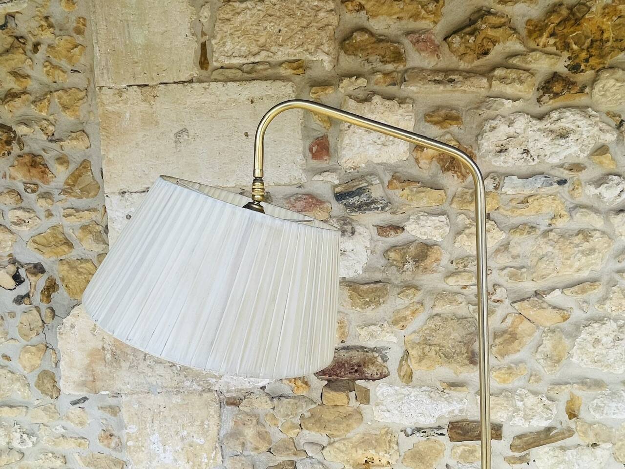Vintage articulated floor lamp with shelf and magazine holder 1960s