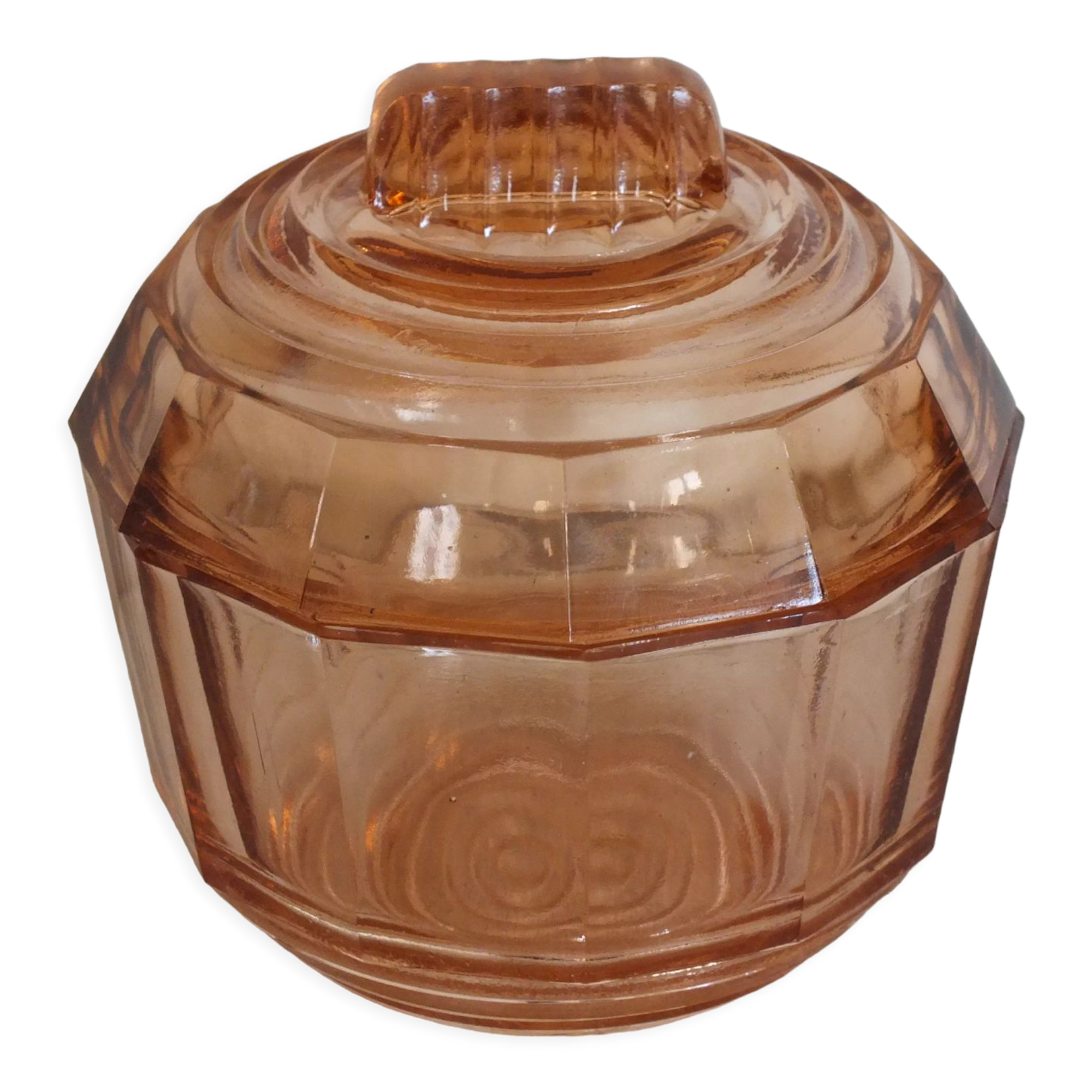 Vintage pink molded glass sweetener