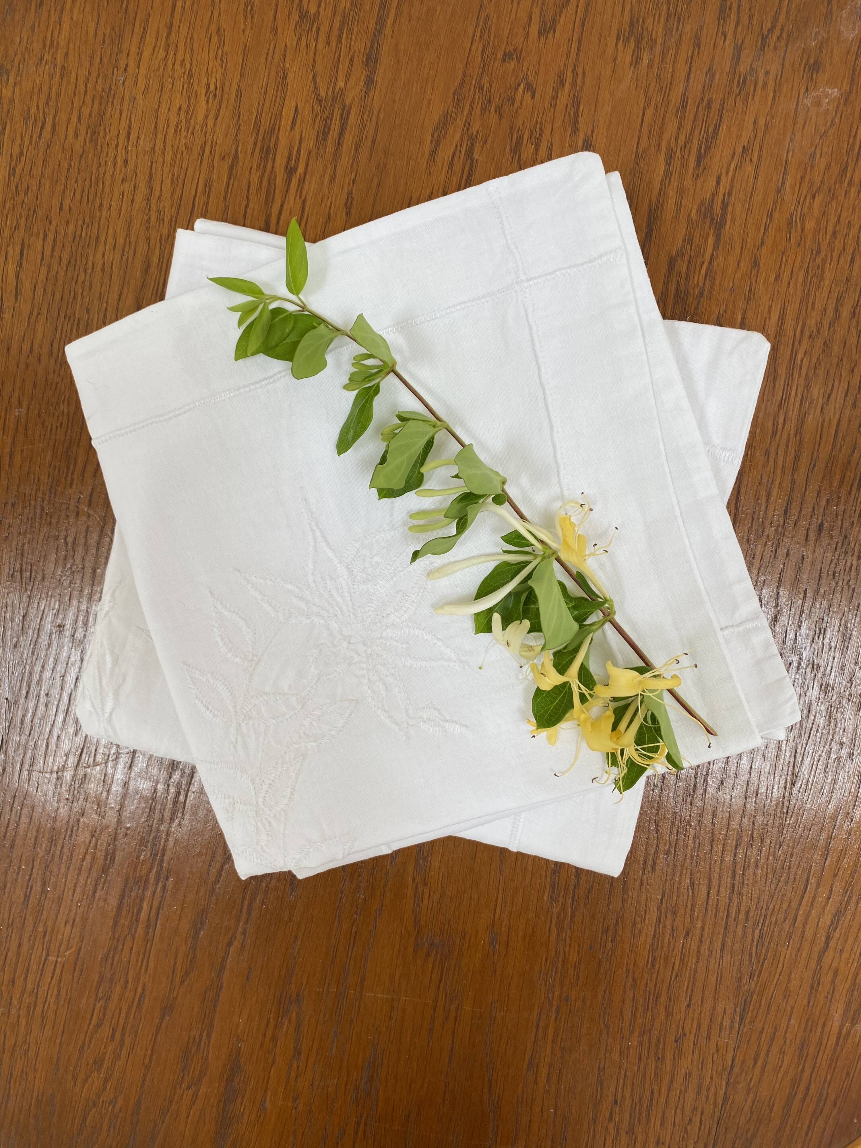 Set of 2 embroidered cotton covers for cushions / pillows