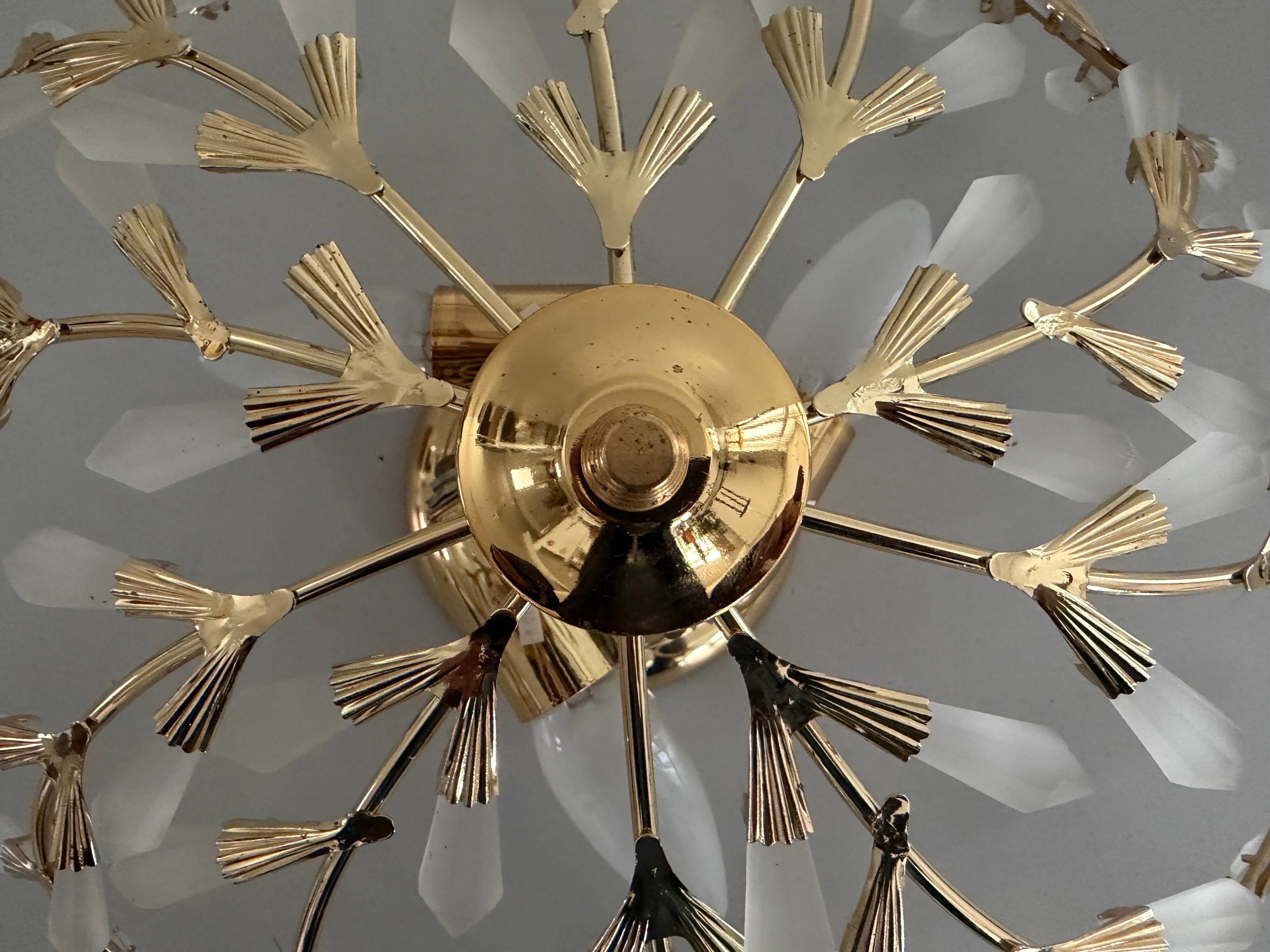 Flush mount Flower Design in crystal glass and gilded metal, 1980s, Germany