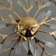 Flush mount Flower Design in crystal glass and gilded metal, 1980s, Germany