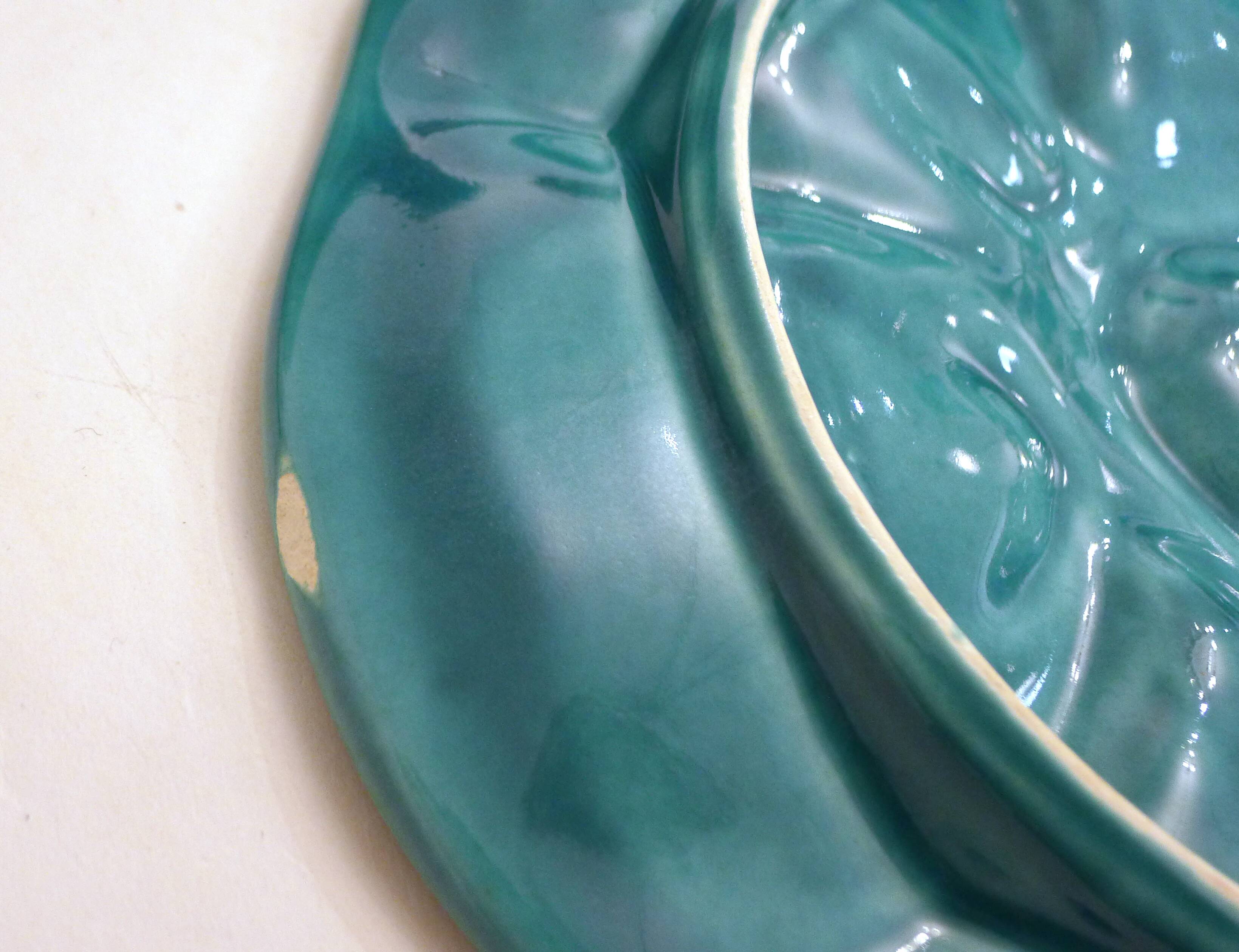 Oyster service Fish in faience barbotine 1950s