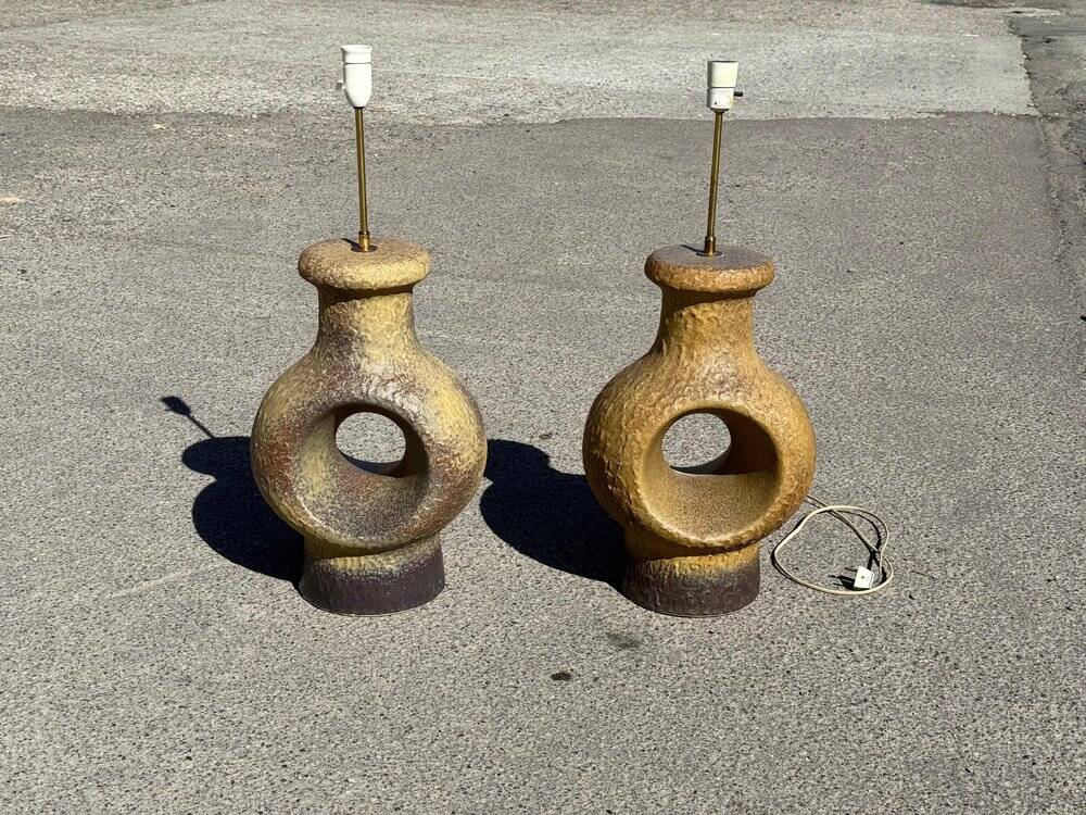 Set of 2 Danish modernist stoneware lamps from the mid-century, 1960s