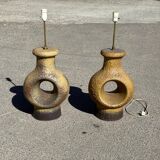 Set of 2 Danish modernist stoneware lamps from the mid-century, 1960s