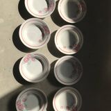 8 vintage Avranches earthenware plates decorated with roses