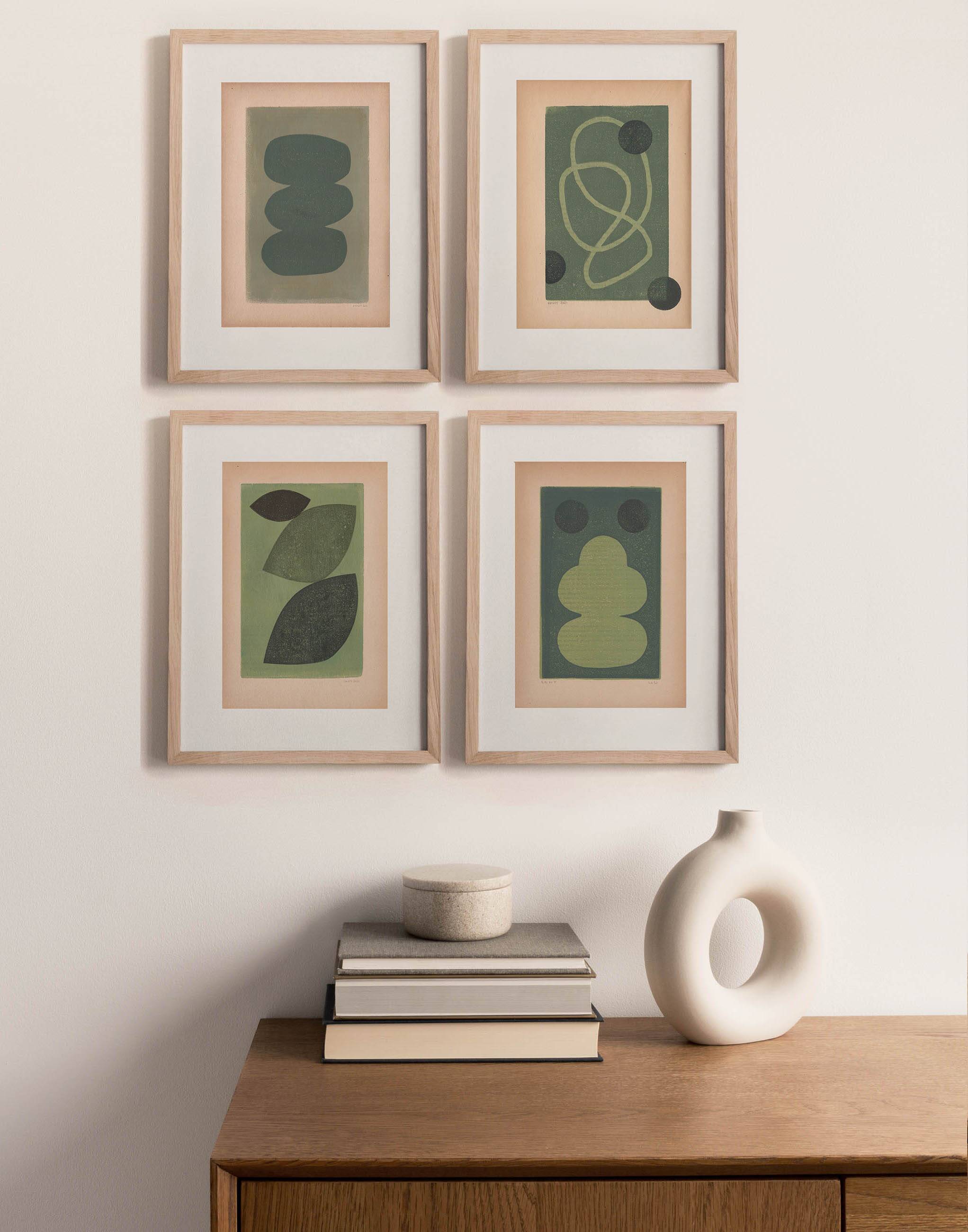 Collection de 4 peintures sur papier - signées Eawy