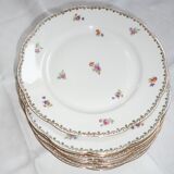 8 plates and a dish in porcelain decorated small flowers