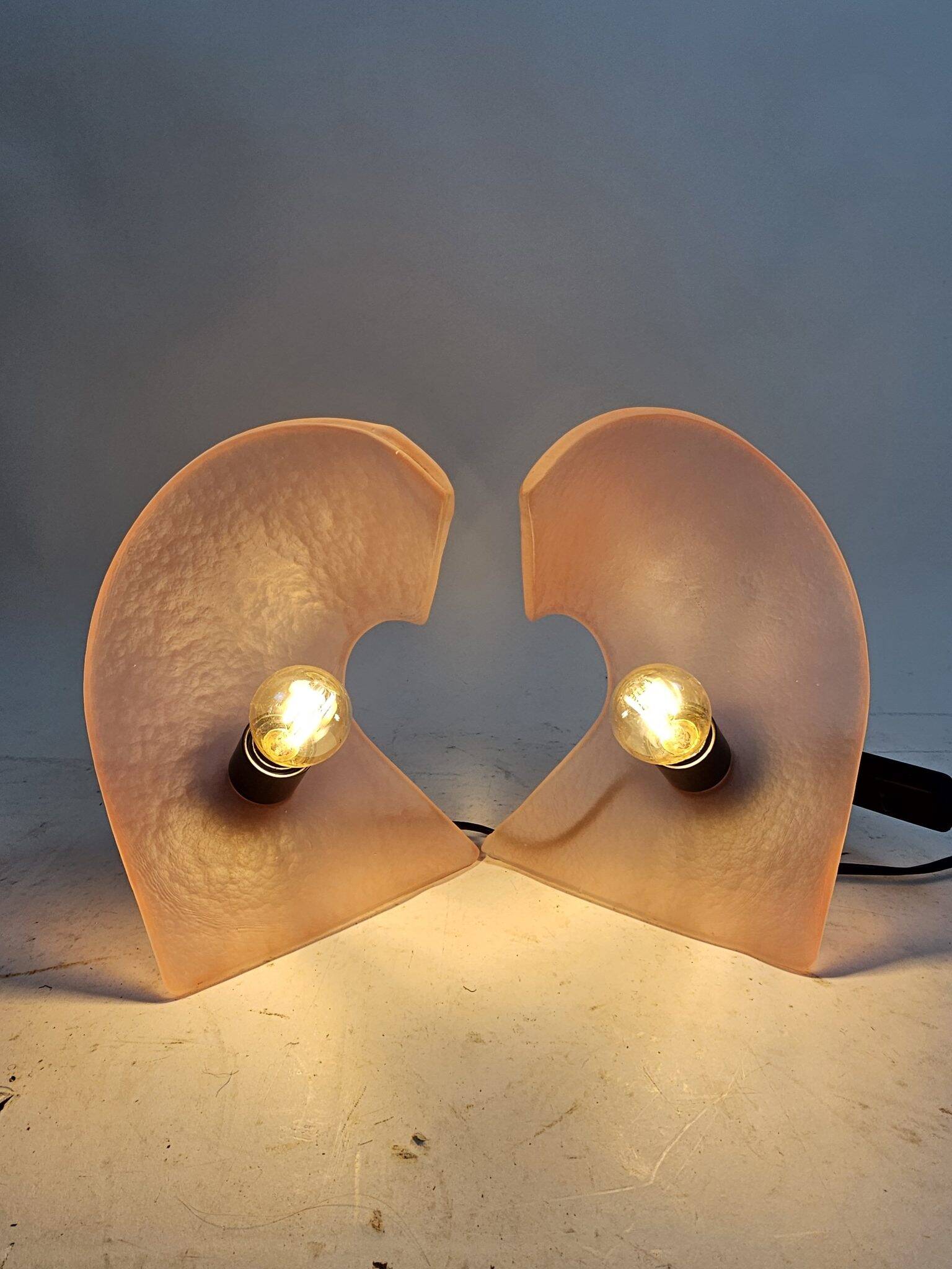 Set of 2 Mayo glass table lamps 1980s