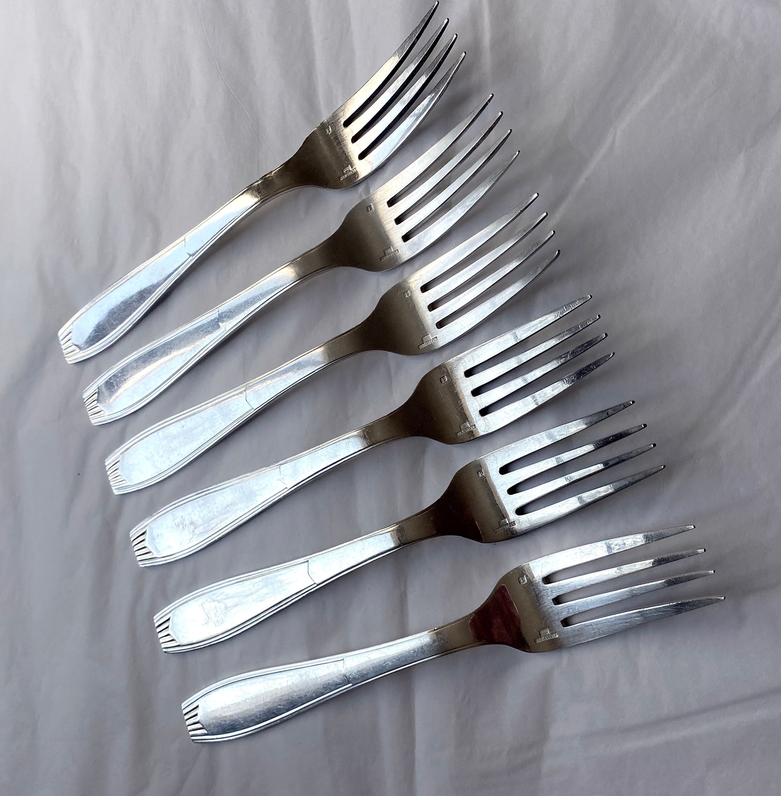 Christofle cutlery set - 11 fourchettes de table et 11 cuillères à soupe - Art déco - Métal argenté