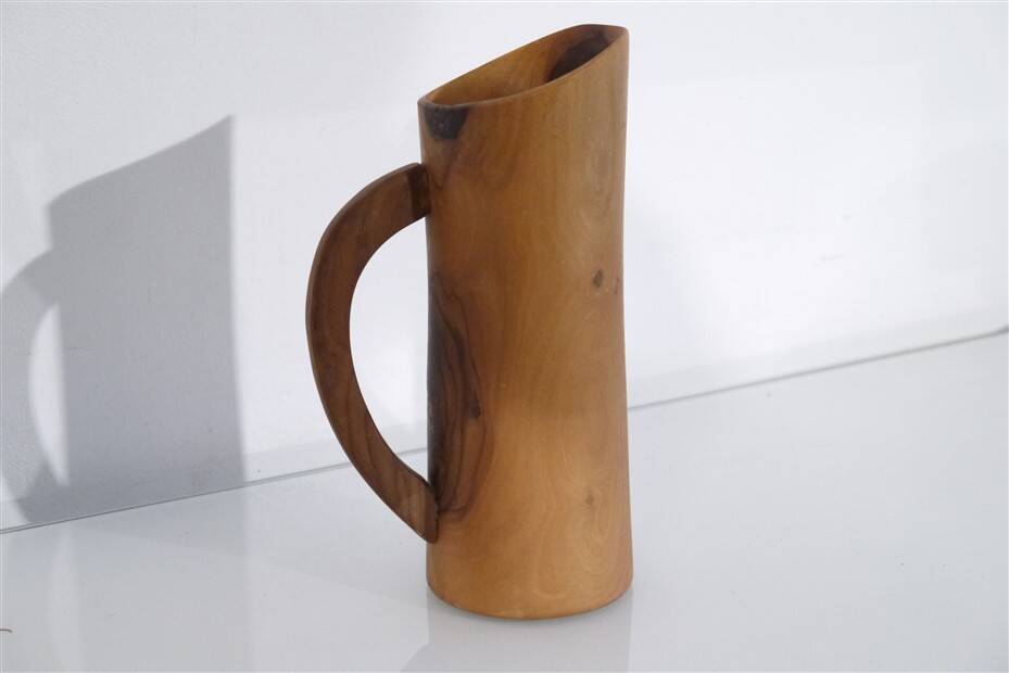 Olive wood vase with handle 1960