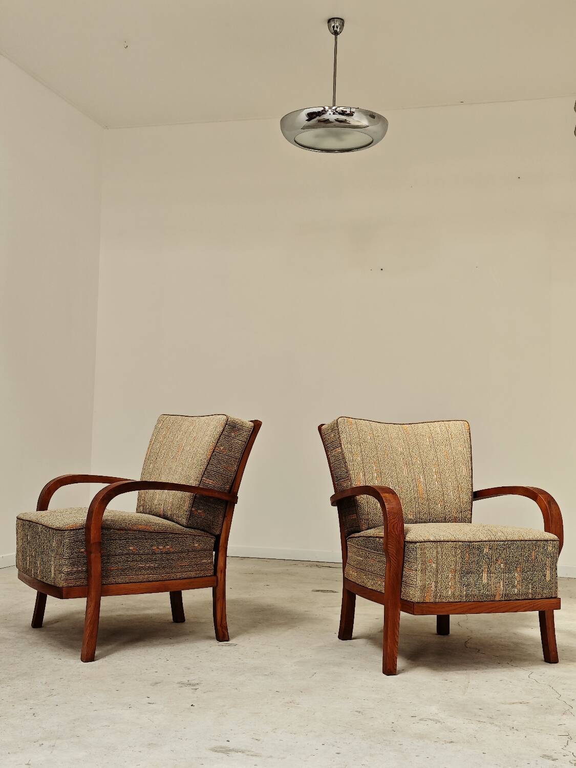 Pair of Krasna Jizba Art Deco solid wood armchairs
