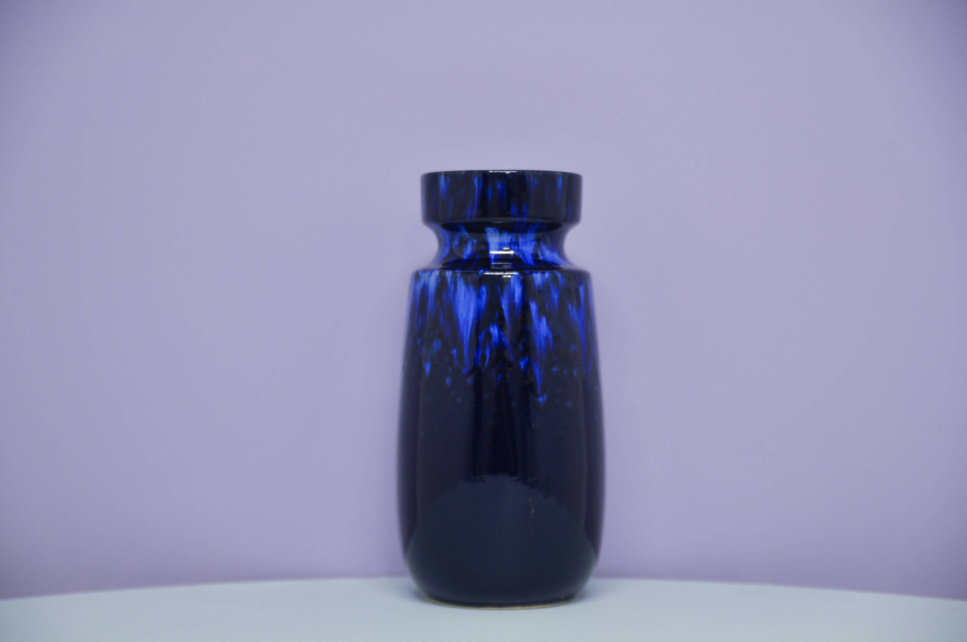 vintage blue shiny West Germany vase Scheurich