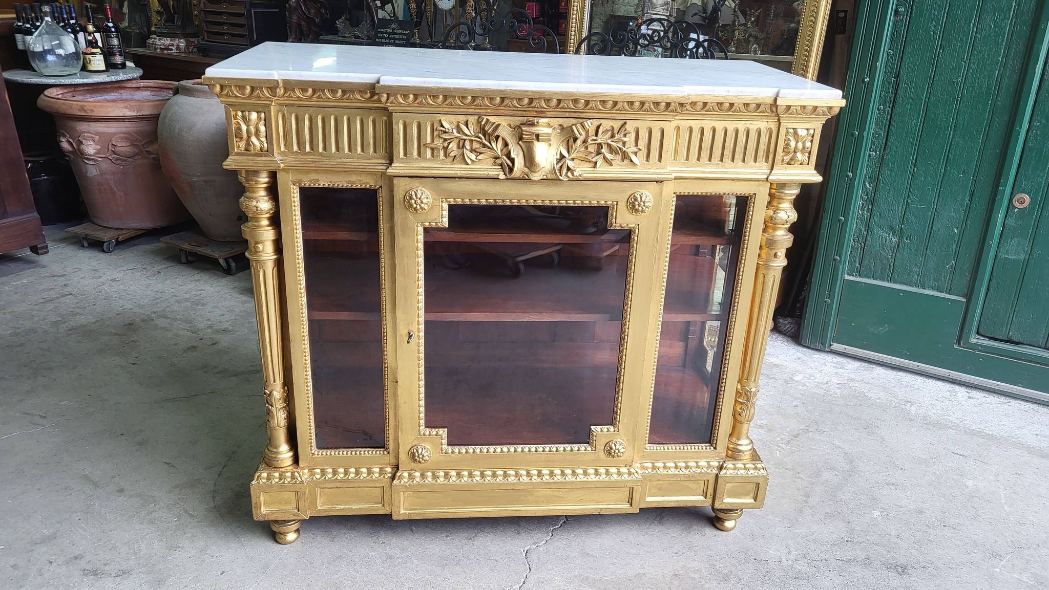 Louis xvi display cabinet in gilded wood