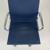 Blue fabric office chair, ICF - Charles Eames, Ray Eames - EA108 aluminum group