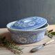 Oval Vintage Terrine in Blue and White Porcelain, Casserole with Lid