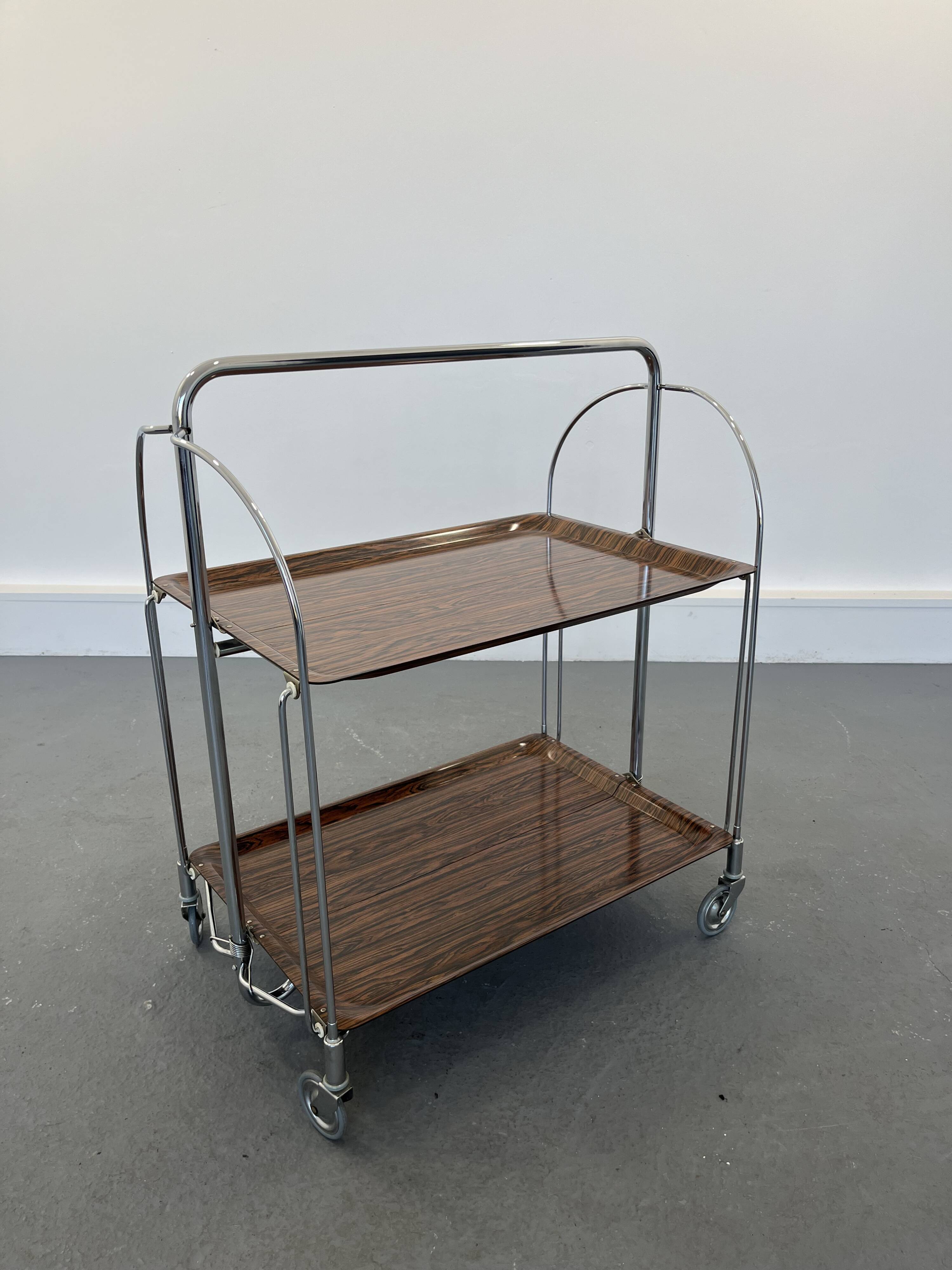 Mid-century foldable serving trolley from bremshey solingen,1960s