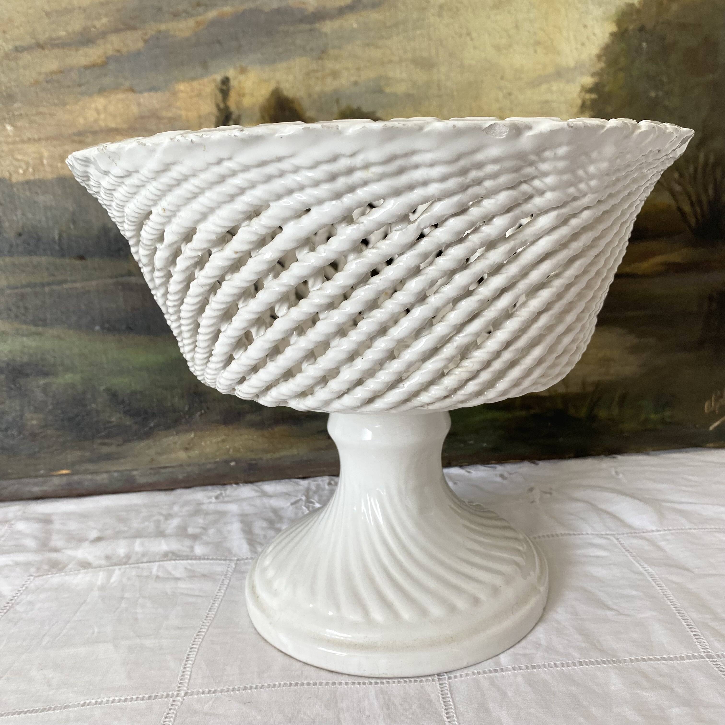 Braided ceramic footed bowl