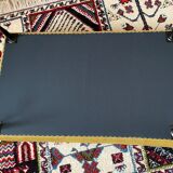 Bench, rectangular, mottled mustard fabric