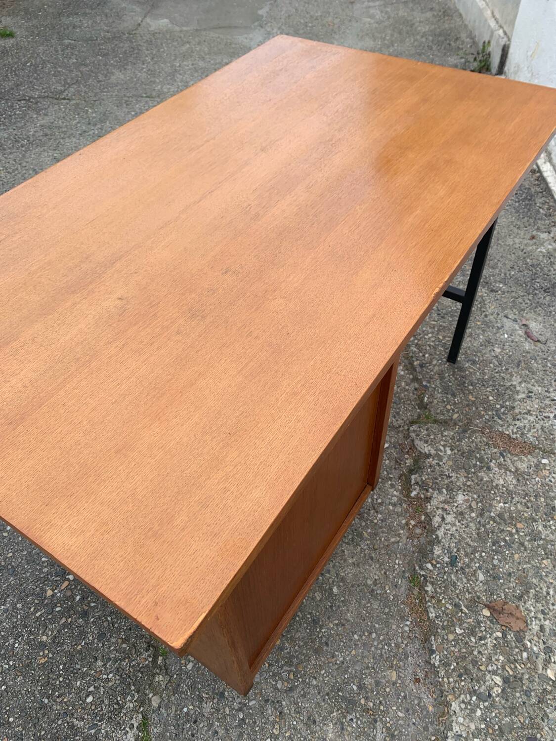Vintage modernist desk in wood and metal