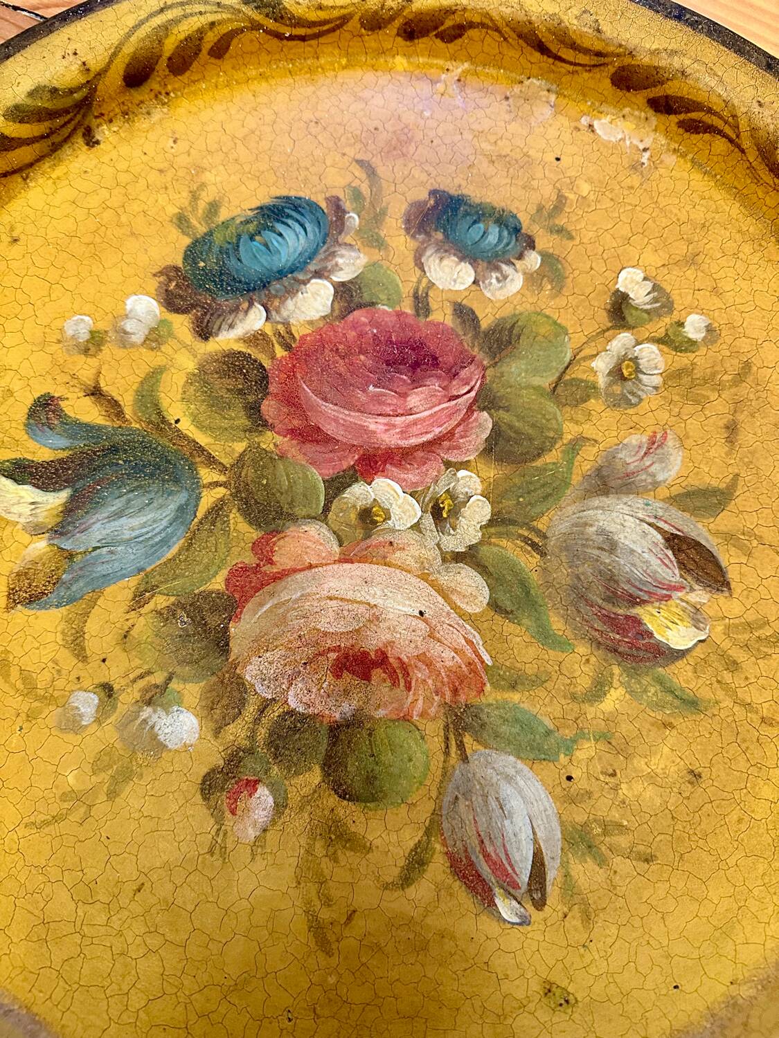Antique Napoleon III tray hand painted