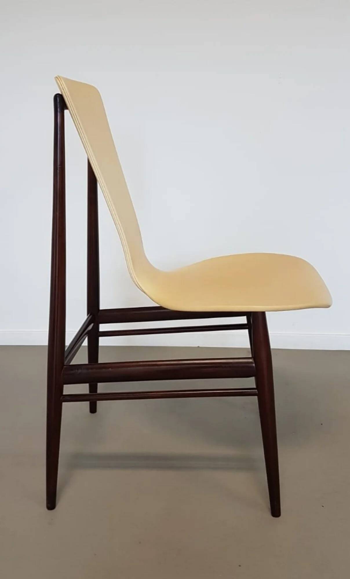 Set of 4 floating seat dining chairs / 1950s