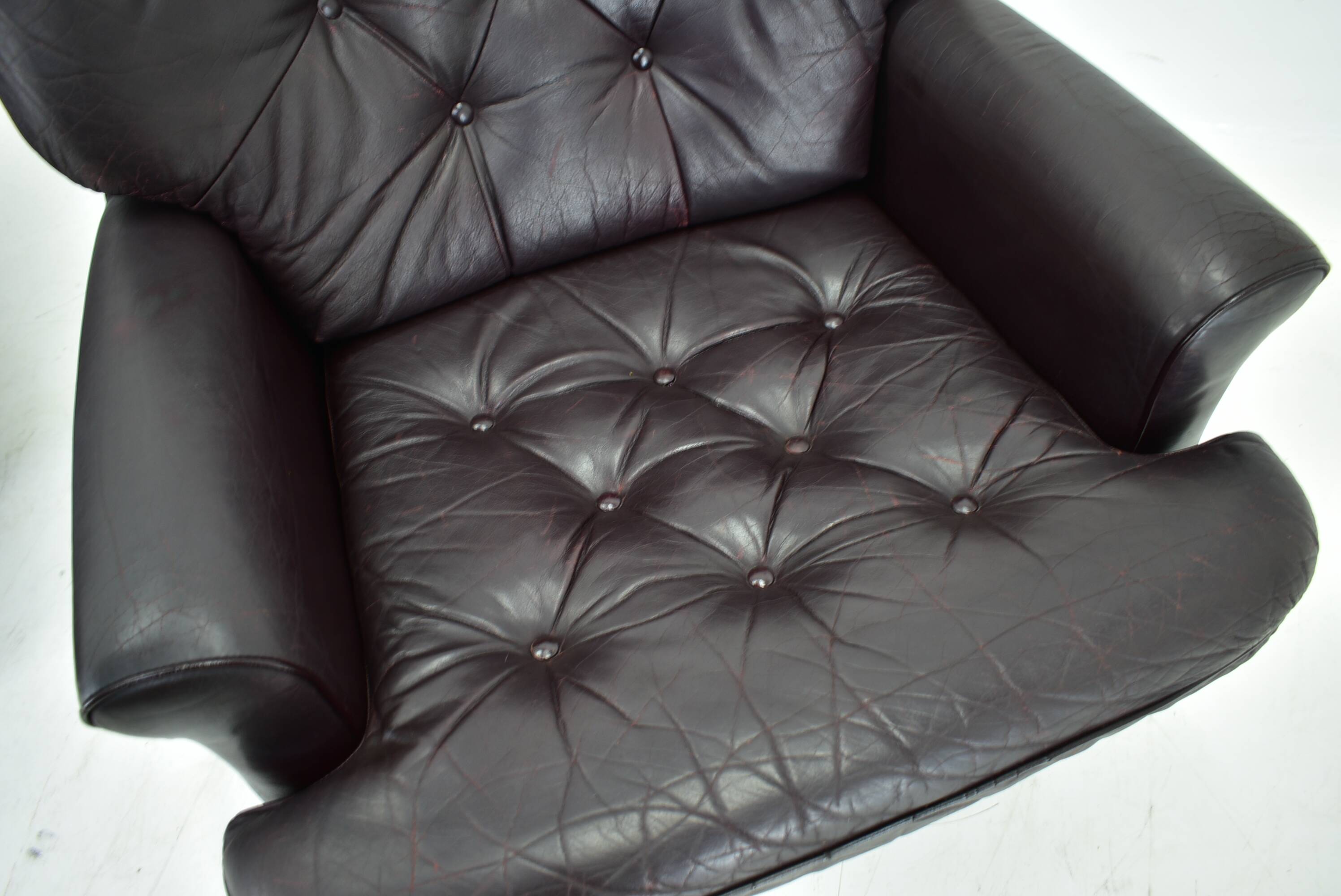 Design, Scandinavian, leather armchairs by Peem, 1970s, Finland