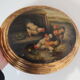 Painted medallion panel and varnish decoration hens, roosters signed G.Roy