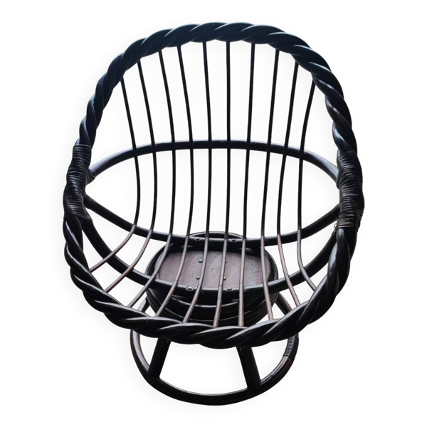 Fauteuil pivotant en rotin