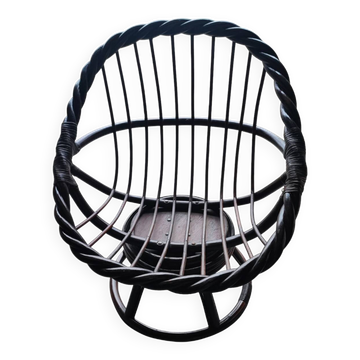 Fauteuil pivotant en rotin