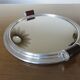 Round aluminum mirror top with wooden handles 40s 50s