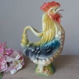 Vintage ceramic jug rooster – soft yellow and blue colours, vintage.