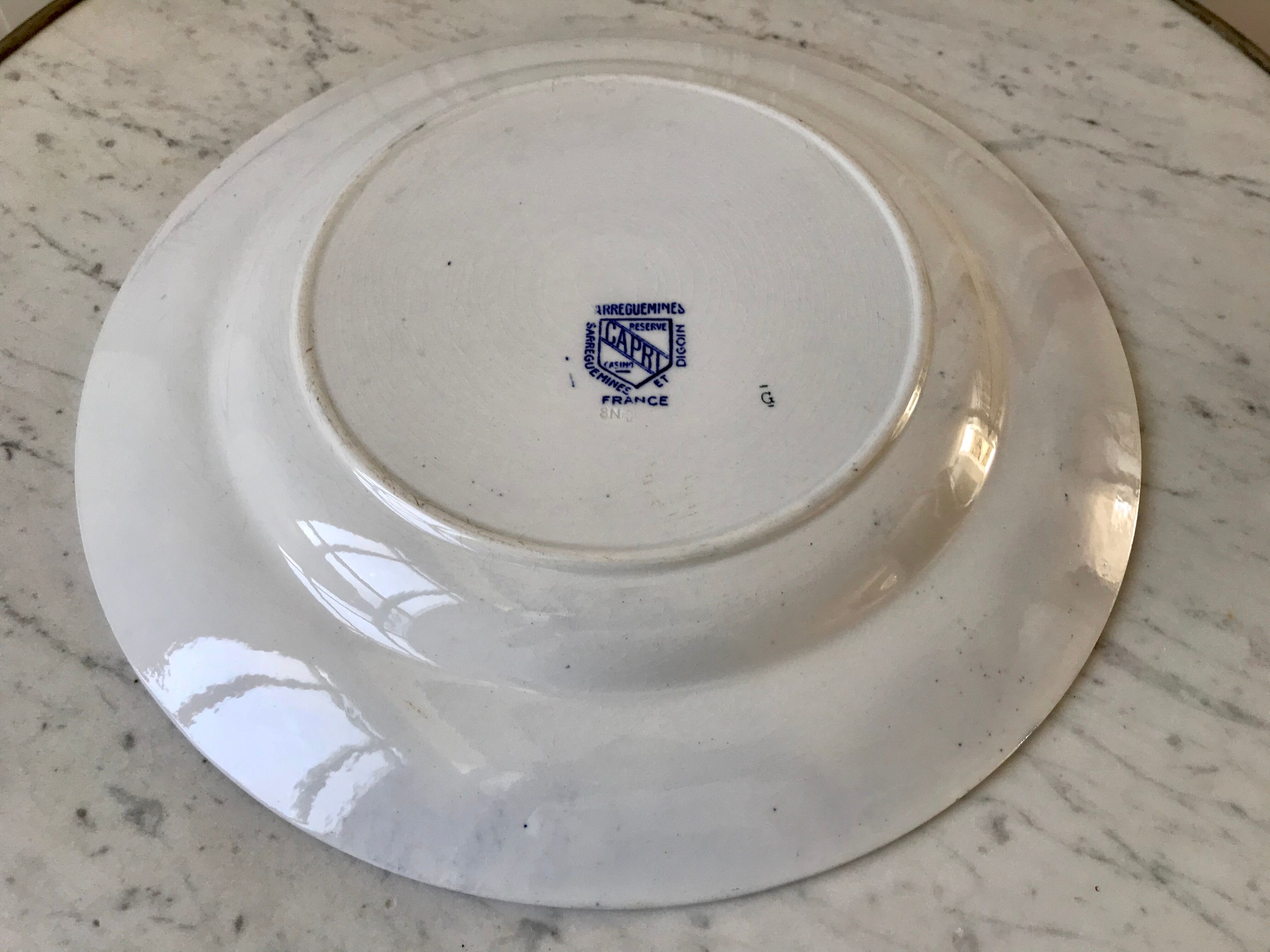 large round dish DIgoin Sarreguemines Casino model "Capri" years 50-60