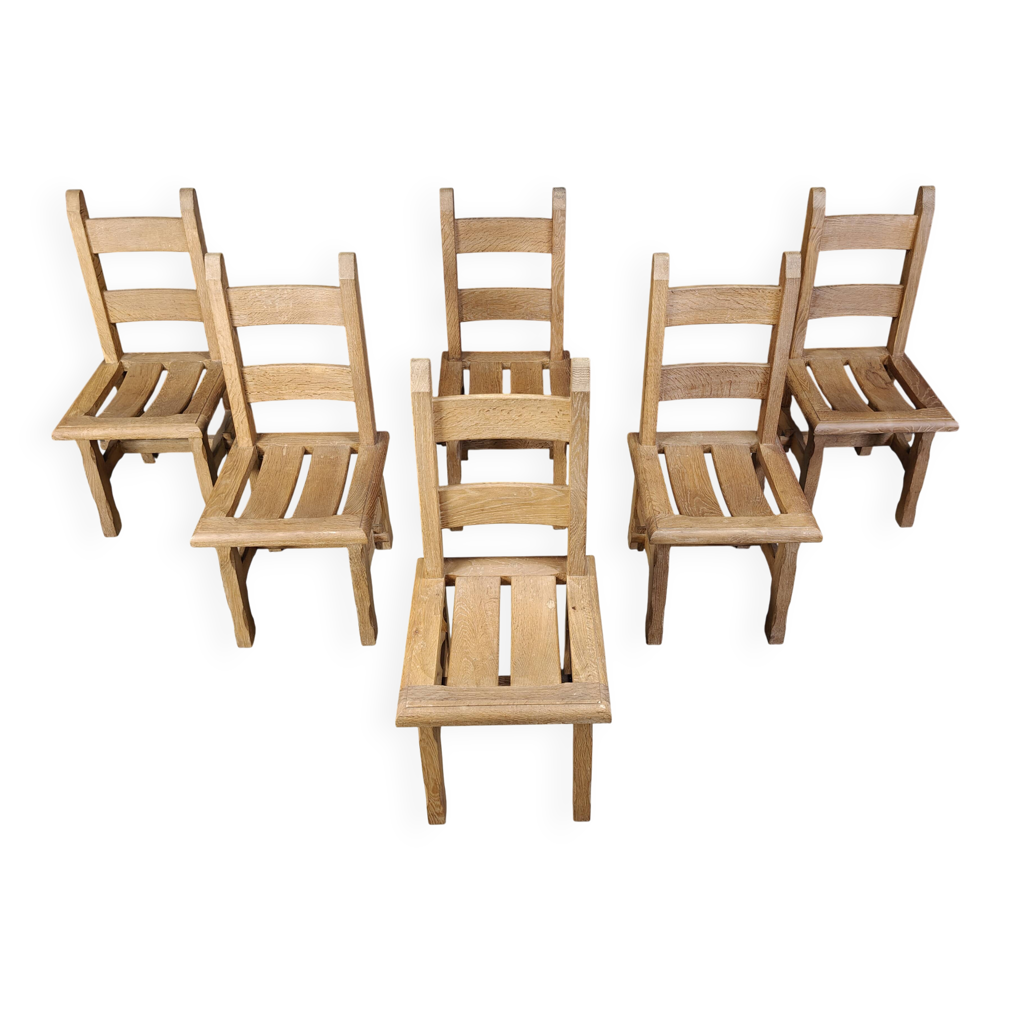 Vintage oak  brutalist dining chairs, 1960s