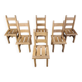 Vintage oak  brutalist dining chairs, 1960s