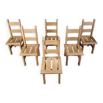 Chaises de salle à manger brutalistes vintage en chêne, années 1960