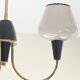 Brass chandelier and black metal tulips in white opaline glass 1950 1960 vintage suspension