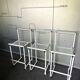 Set de 3 tabourets de comptoir modernistes italiens, acier laqué blanc 1970
