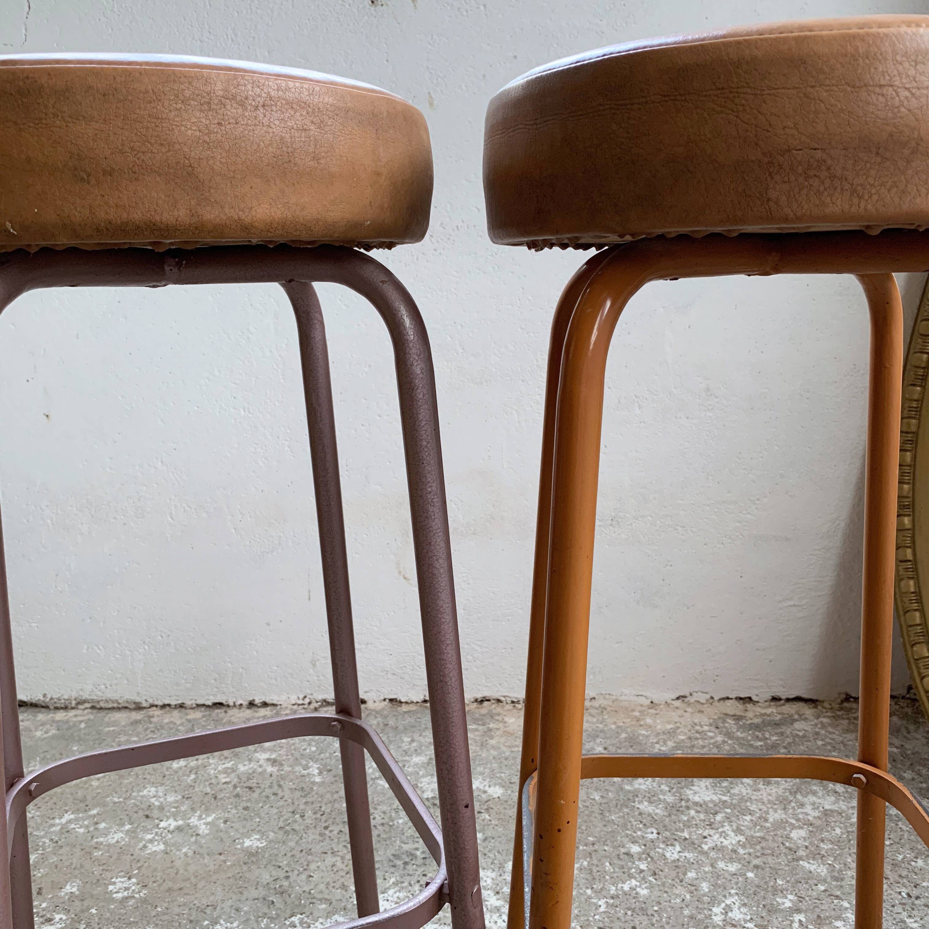 Pair of vintage metal bar stools