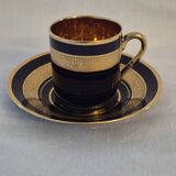 Litron cup porcelain from limoges legle blue from the oven and fine gold a464