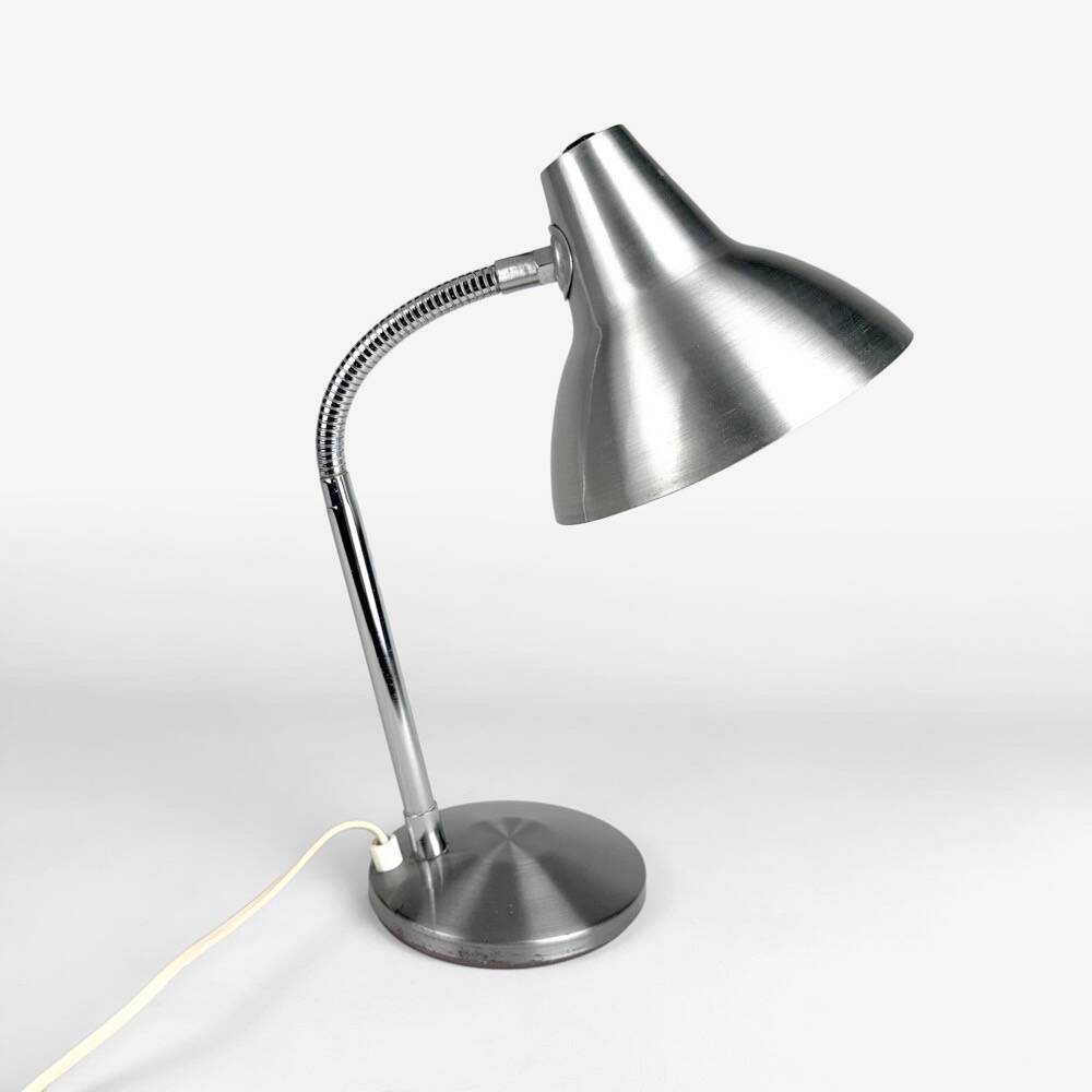Flexible brushed aluminum lamp from the 60s