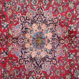 Handmade oriental red blue wool rug - 264x355cm