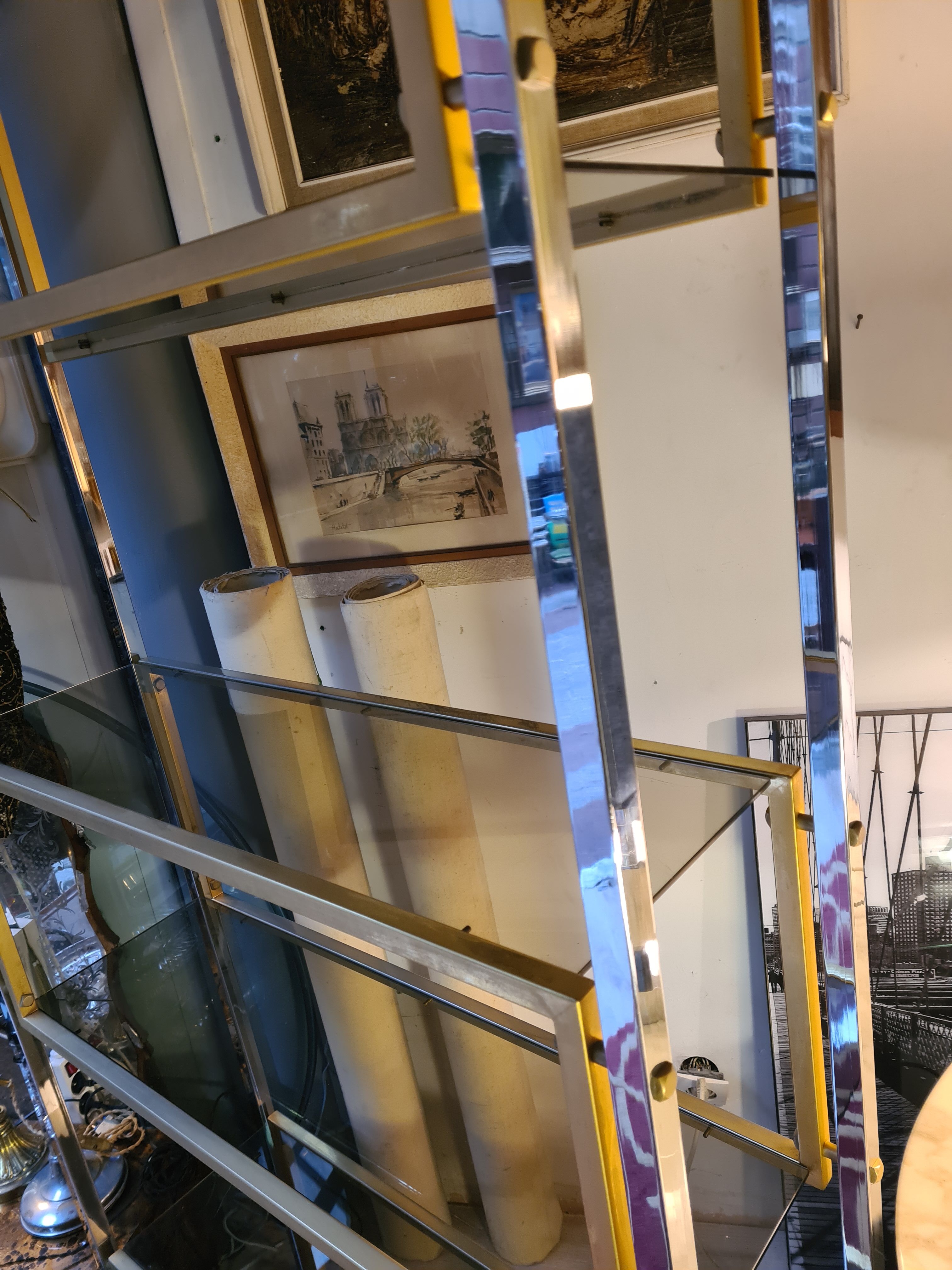 Vintage chrome and brass floor