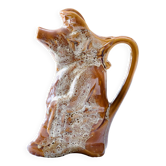 Carafe ancienne zoomorphe cochon en grès émaillé écume