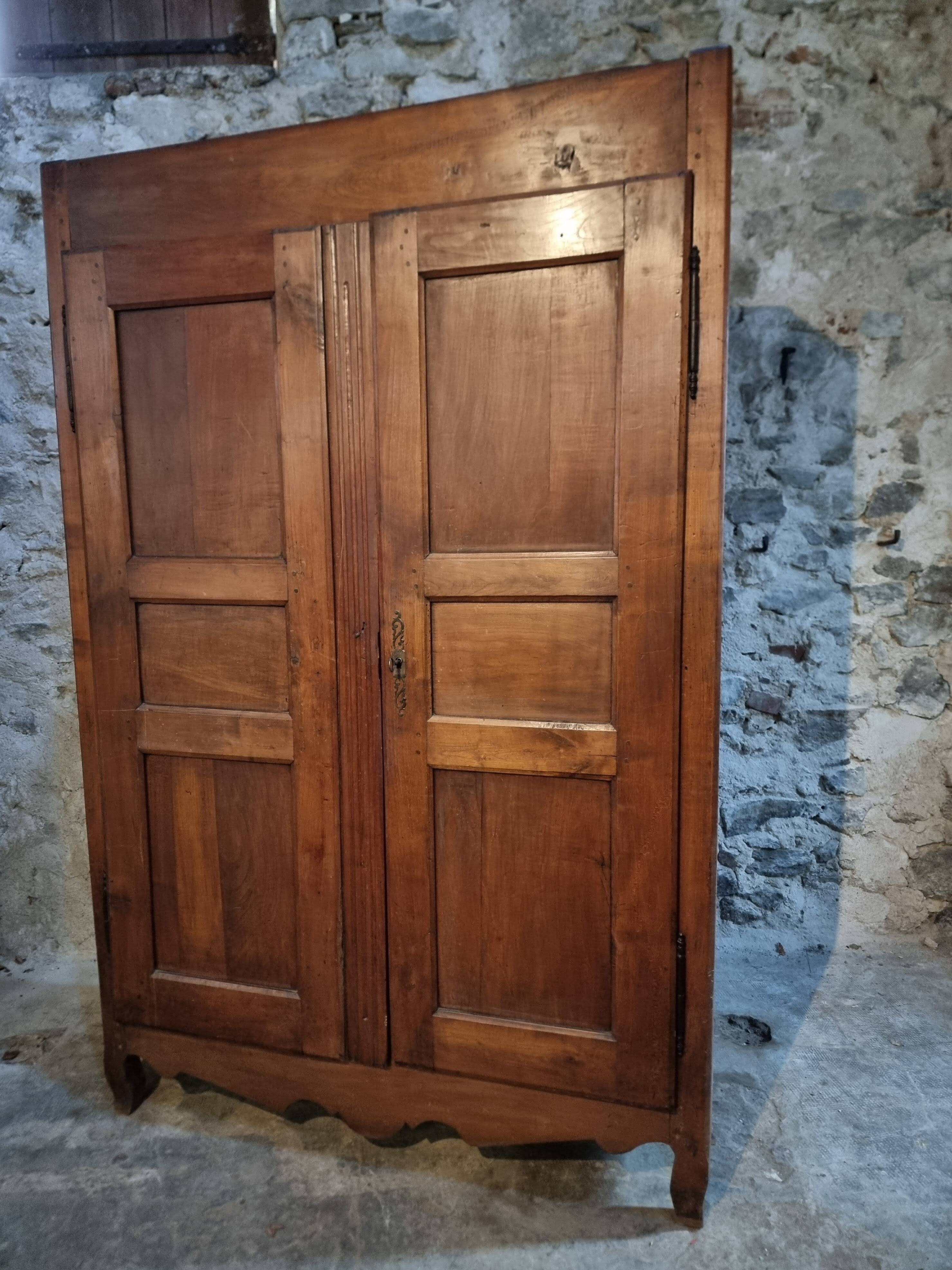 18th-century French antique cherry wood wardrobe – Rustic sideboard