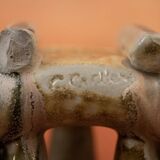 Art Nouveau flower pot in flamed stoneware by Charles Greber