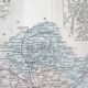 Engraved map of Sarthe wooden frame old plan of Le Mans