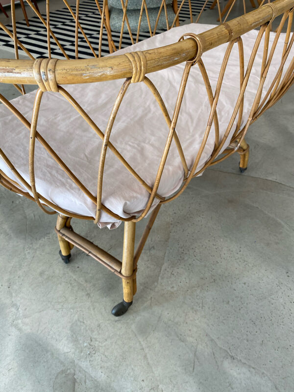 Berceau en rotin avec matelas