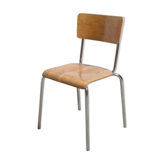 Tubax chrome tubular chair in beech wood