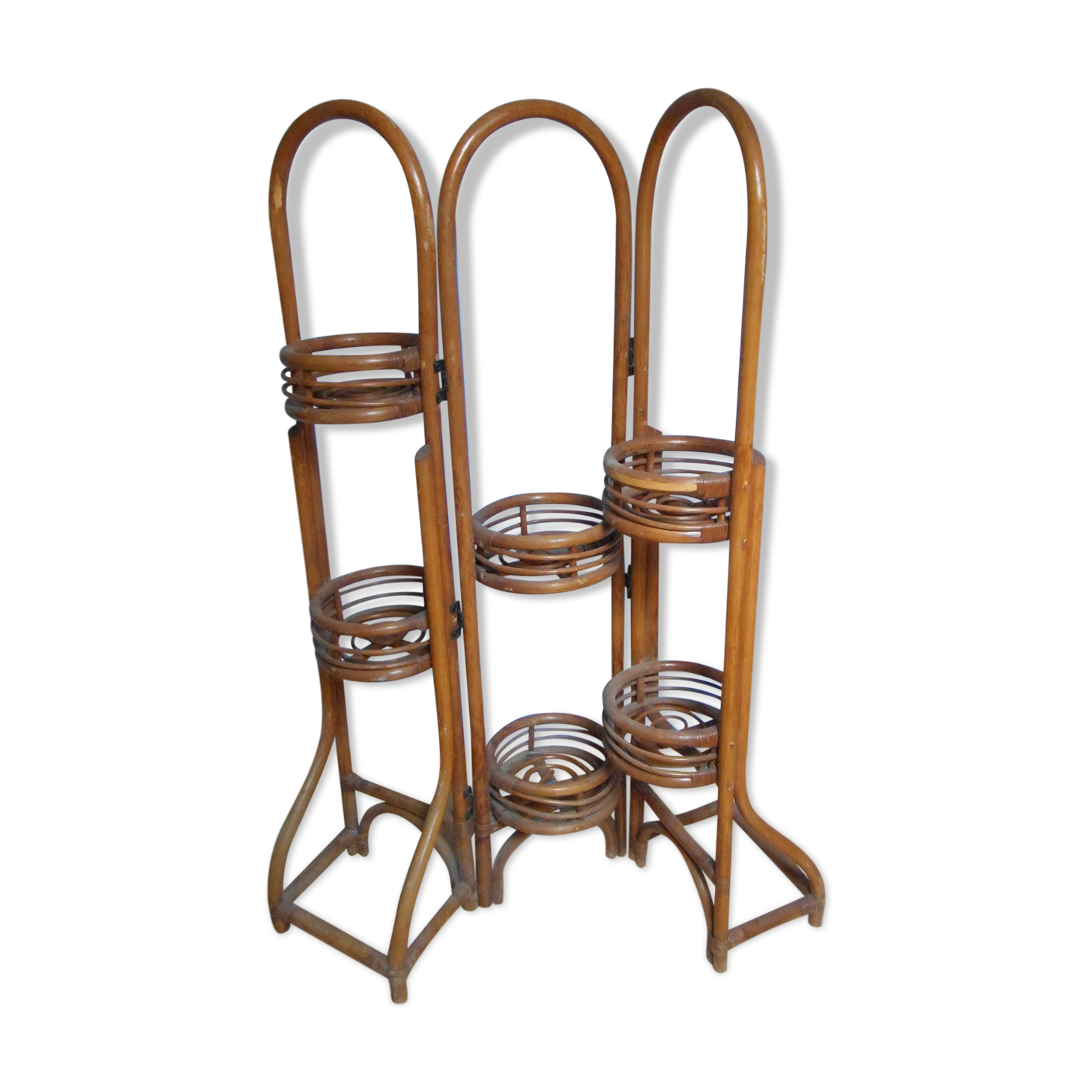 Rattan folding pot holder shelf