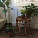 Peacock vintage rattan side table
